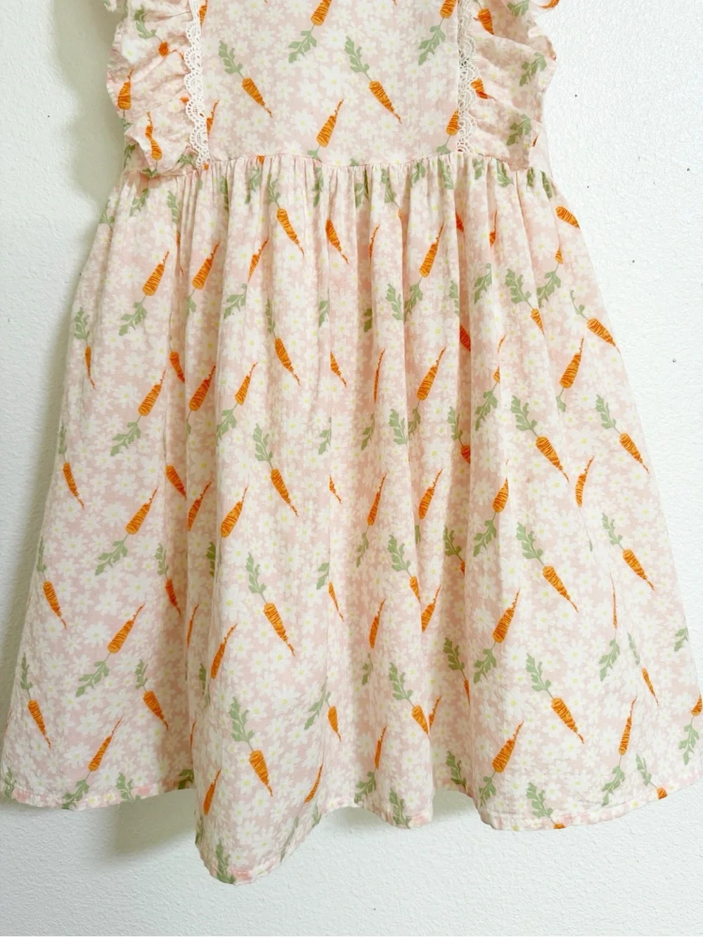 Cynthia Rowley Floral Carrot Ruffle Lace Trim Dress